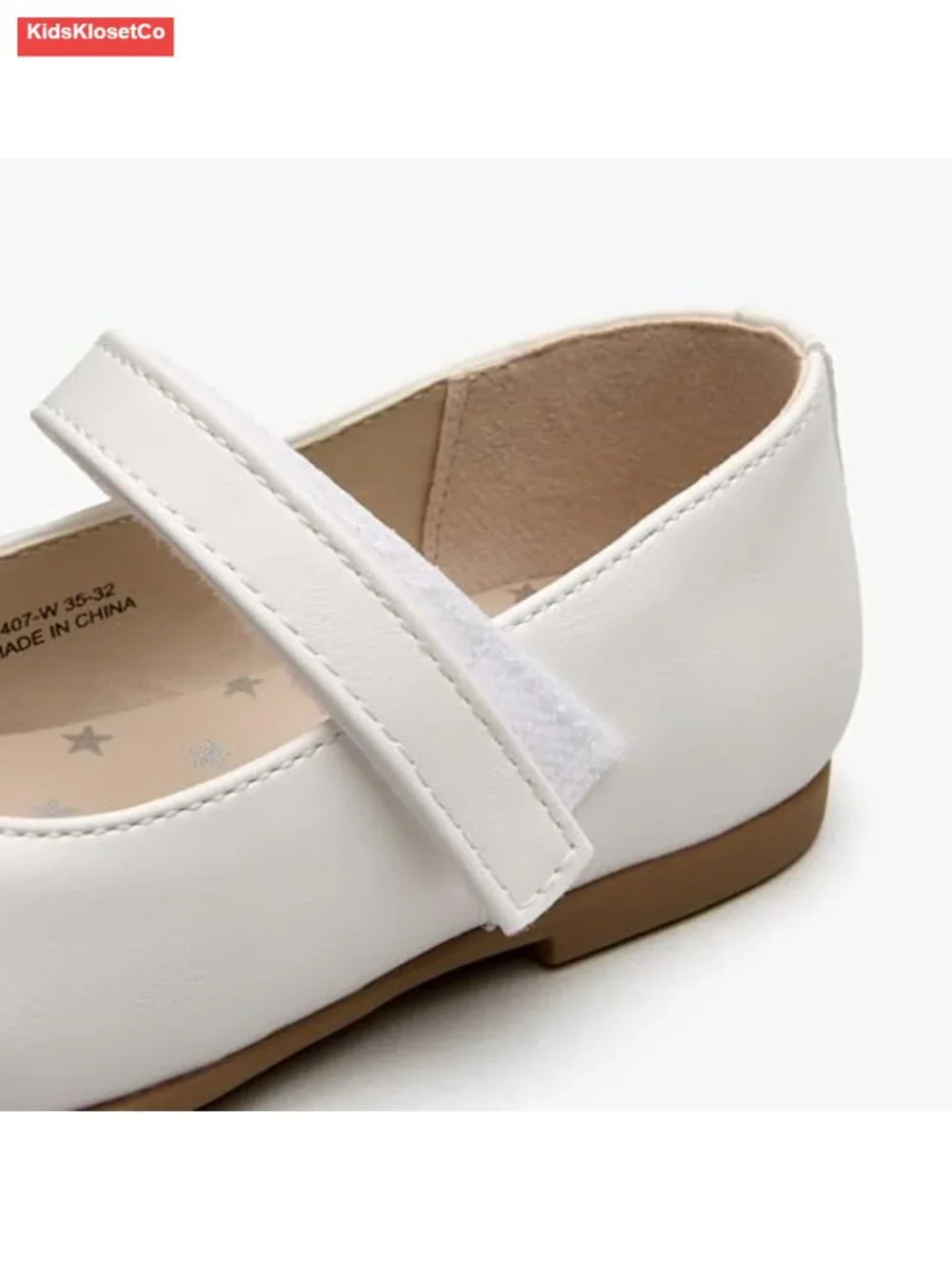 Girls Mary Jane Flats - Hook & Loop Closure, Cushioned Insole, Non-Slip Sole